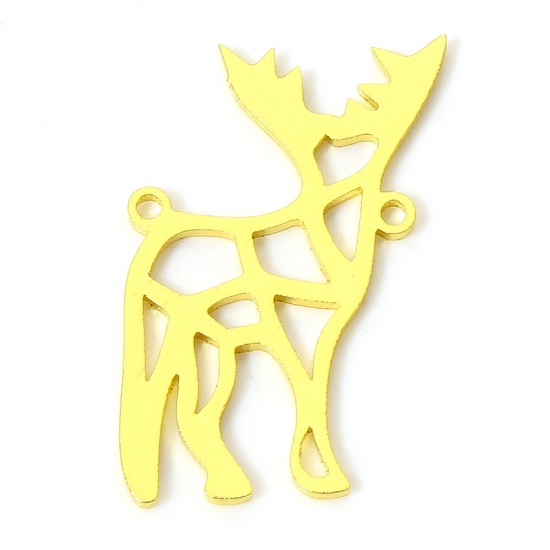 Immagine di 2 Pz Placcatura Sottovuoto 304 Acciaio Inossidabile Origami Ciondoli Cervo Oro Placcato 1.8cm x 1cm