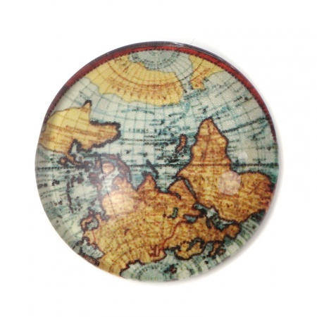 20 Pz Vetro Cupola Dome Seals Cabochon Tondo Flatback Multicolore Mappa Disegno 30mm Dia