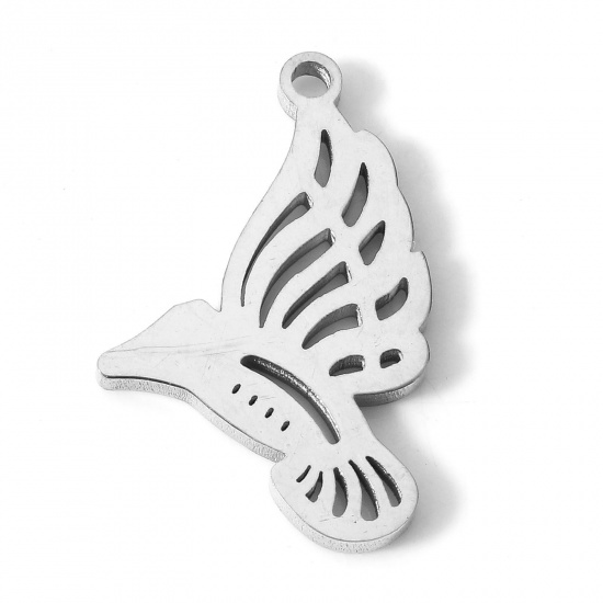 304ステンレス鋼 チャーム ペンダント 鳥 シルバートーン 20.5mm x 13mm、 5 個 の画像