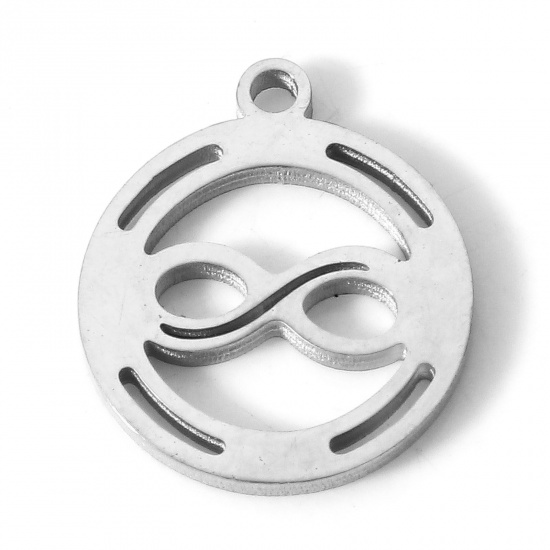 Imagen de 304 Acero Inoxidable Colgantes Charms Símbolo del infinito Tono de Plata Hueco 15mm x 13mm, 5 Unidades