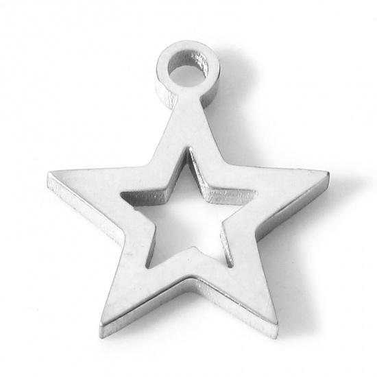 Image de Breloques en 304 Acier Inoxydable Galaxie Etoile Argent Mat 12mm x 11mm , 5 Pcs