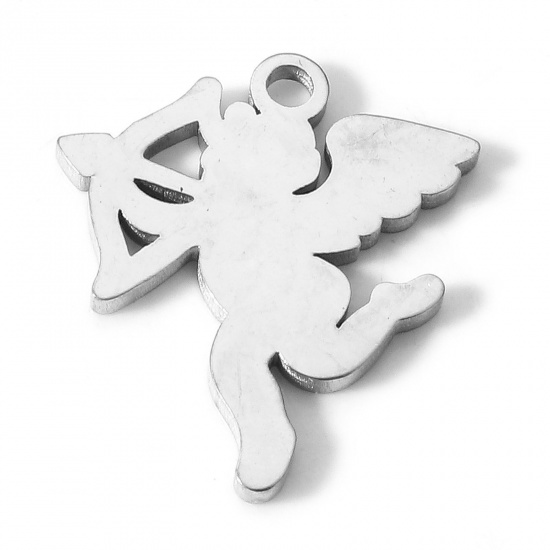 Picture of 304 Stainless Steel Charms Silver Tone Cupid 19mm x 16mm, 5 PCs