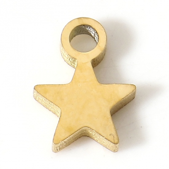 Picture of 304 Stainless Steel Galaxy Charms Gold Plated Pentagram Star 7mm x 5.5mm, 5 PCs