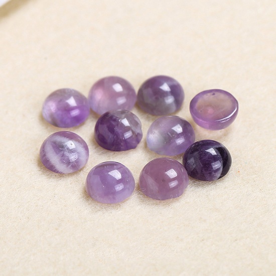 Picture of (Grade A) Amethyst ( Natural ) Dome Seals Cabochon Round Purple 10mm Dia., 5 PCs