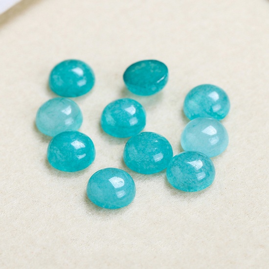 Picture of (Grade A) Chalcedony ( Natural ) Dome Seals Cabochon Round Lake Blue 10mm Dia., 5 PCs