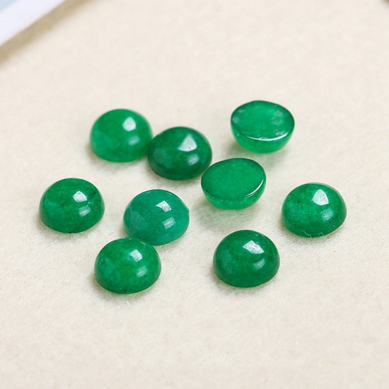 Picture of (Grade A) Chalcedony ( Natural ) Dome Seals Cabochon Round Green 10mm Dia., 5 PCs