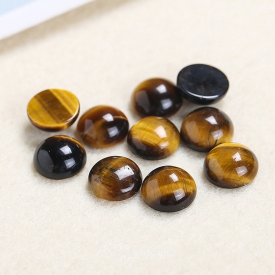 Picture of (Grade A) Tiger's Eyes ( Natural ) Dome Seals Cabochon Round Brown 10mm Dia., 5 PCs