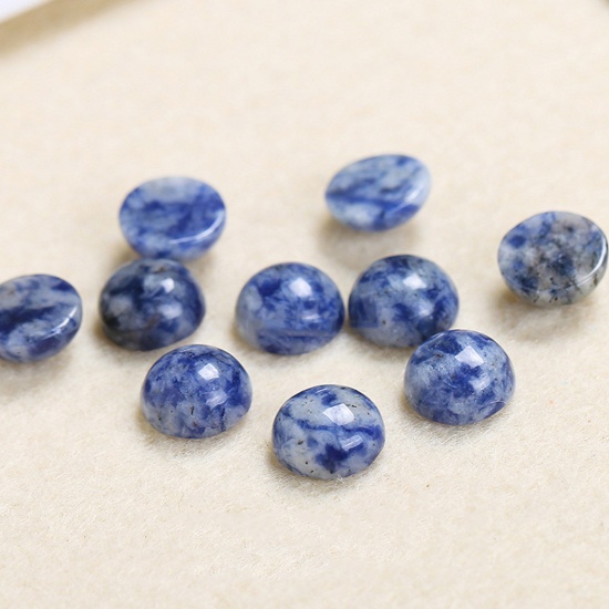 Picture of (Grade A) Gemstone ( Natural ) Dome Seals Cabochon Round Blue 10mm Dia., 5 PCs