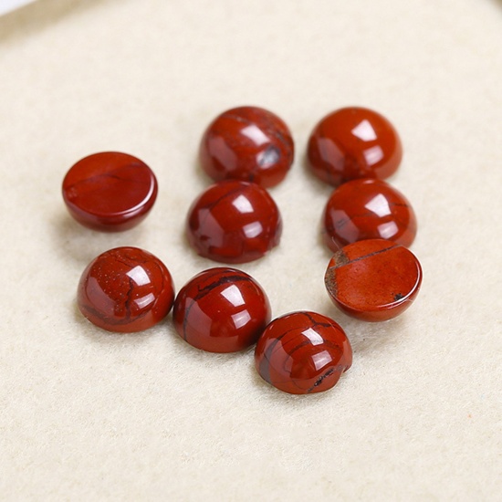 Picture of (Grade A) Stone ( Natural ) Dome Seals Cabochon Round Red 10mm Dia., 5 PCs