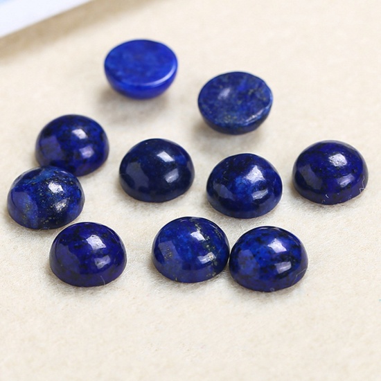 Picture of (Grade A) Lapis Lazuli ( Natural ) Dome Seals Cabochon Round Navy Blue 10mm Dia., 5 PCs