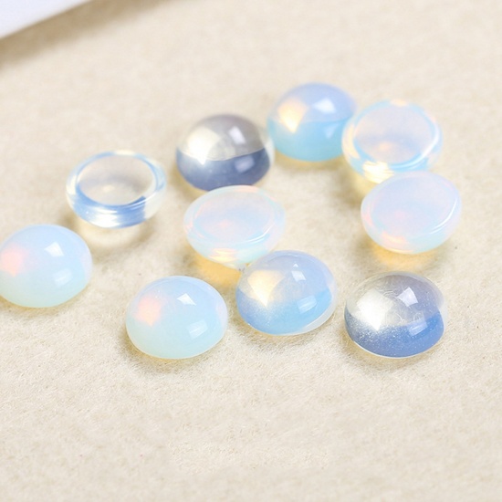 Picture of (Grade C) Opal ( Synthetic ) Dome Seals Cabochon Round Transparent Clear 10mm Dia., 5 PCs