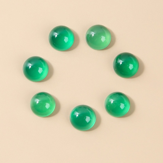 Изображение (Сорт 7A) Агат ( Природный ) Газоплотный Кабошон Круглые Зеленый 3мм диаметр, 5 ШТ