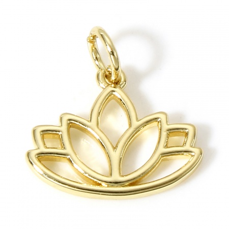 Picture of Brass Charms 18K Real Gold Plated Flower