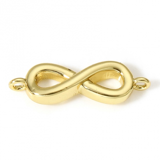 Immagine di 1 Pz Ottone Pendenti Charms Connettori Accessori Simbolo di Infinito 18K Vero Oro Placcato 18.5mm x 6mm