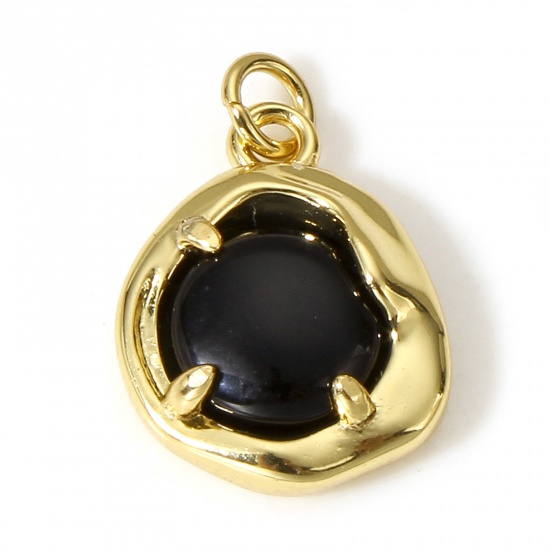 Immagine di 1 Pz Ottone Charms Irregolare 18K Vero Oro Placcato Gemma Imitata 16.5mm x 11mm