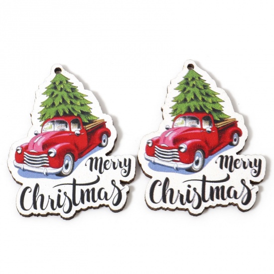 Immagine di 10 Pz Legno Natale Ciondoli Multicolore Camion Albero di Natale 5.5cm x 4.2cm