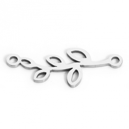 Imagen de 5 Unidades 202 Acero Inoxidable Conectores Dijes Colgantes Hoja Tono de Plata 25mm x 10mm