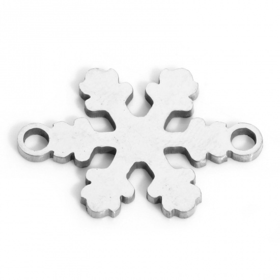 Imagen de 5 Unidades 202 Acero Inoxidable Conectores Dijes Colgantes Copo de nieve Navidad Tono de Plata 19mm x 13mm
