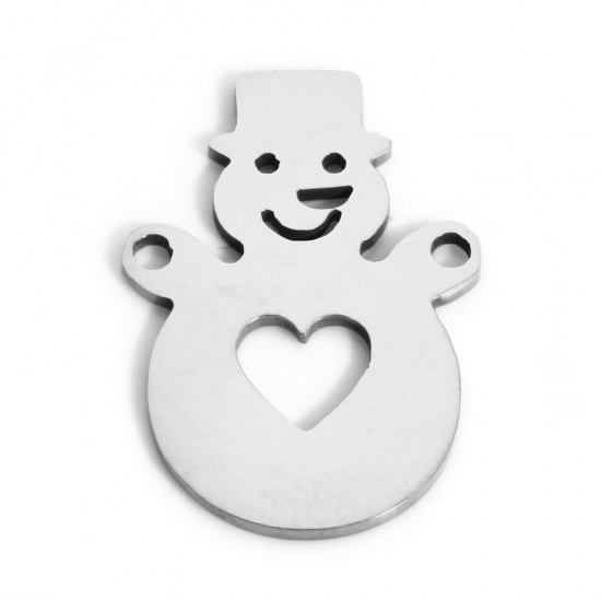 Immagine di 5 Pz 202 Acciaio inossidabile Pendenti Charms Connettori Pupazzo Natale Tono Argento 21mm x 14mm