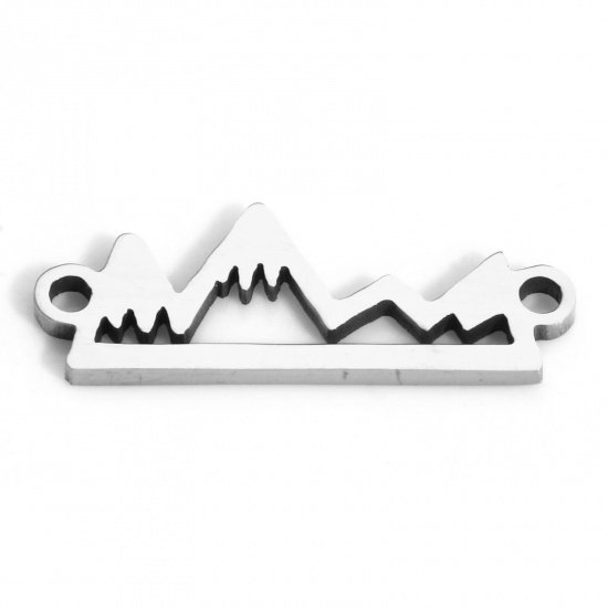 Immagine di 5 Pz 202 Acciaio inossidabile Viaggio Pendenti Charms Connettori Montagna Tono Argento 17mm x 6mm