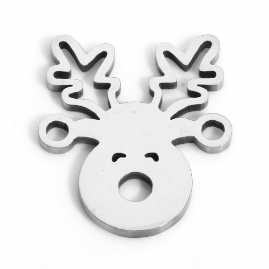 Immagine di 5 Pz 202 Acciaio inossidabile Pendenti Charms Connettori Renna di Natale Tono Argento 15mm x 13mm