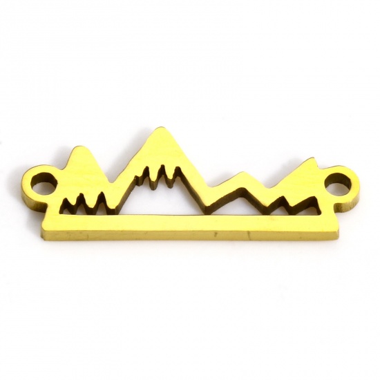 5 個 202ステンレス鋼 旅行 コネクター ペンダント チャーム 山 金メッキ 17mm x 6mm の画像