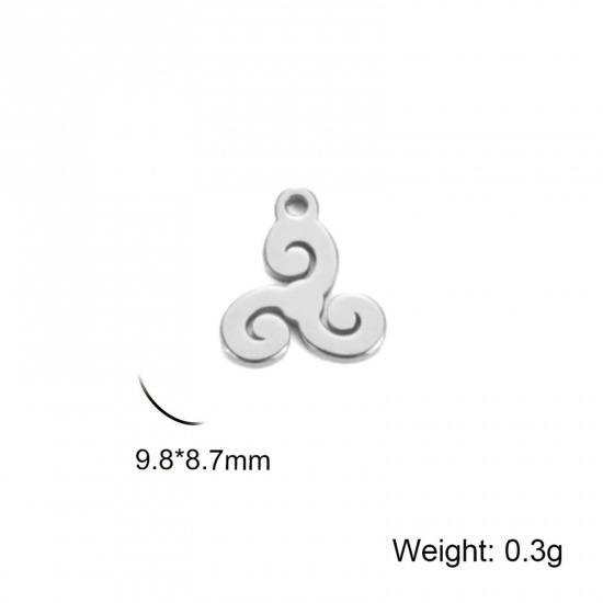 Image de 5 Pcs Breloques en 304 Acier Inoxydable Religieux Géométrique Argent Mat Creux 10mm x 8.5mm