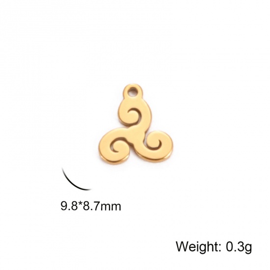 Image de 5 Pcs Breloques en 304 Acier Inoxydable Religieux Géométrique Doré Creux 10mm x 8.5mm