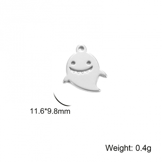 Immagine di 5 Pz 304 Acciaio Inossidabile Charms Diavolo Di Halloween Tono Argento 11.5mm x 10mm