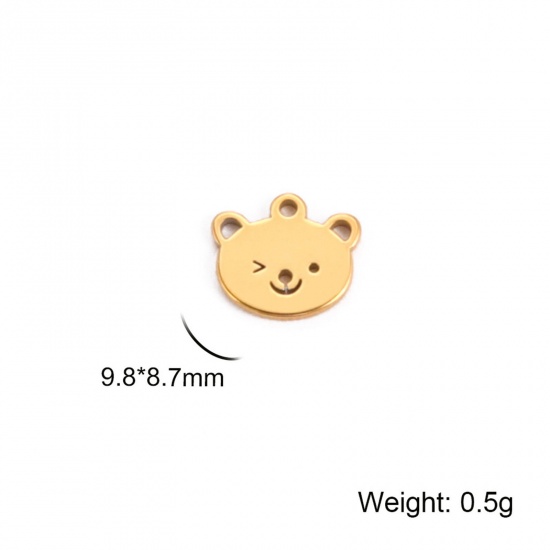 Picture of 5 PCs 304 Stainless Steel Charms Gold Plated Bear Animal 10mm x 9mm