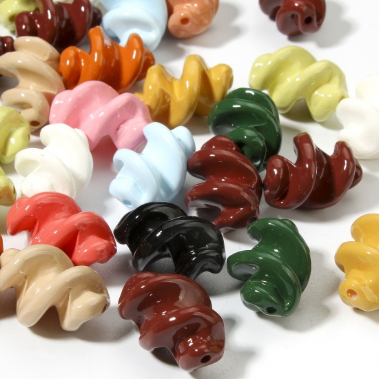 Immagine di 20 Pz Acrilato Perline per la Creazione di Gioielli con Ciondoli Fai-da-te A Colori Misti Casuali Spirale Circa 22mm x 14mm, Foro: Circa 1.6mm