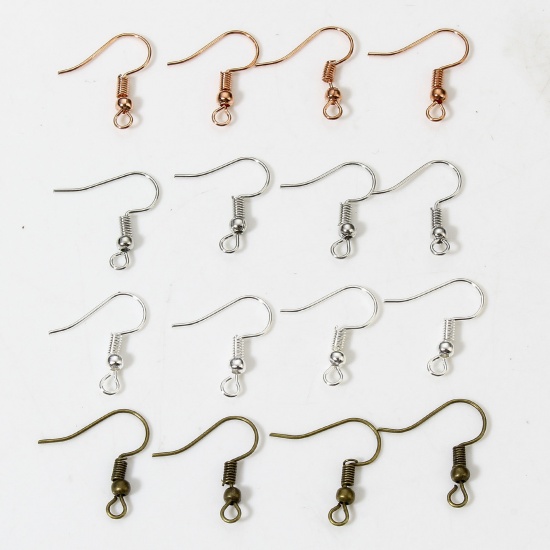 Picture of 1 kg Iron Based Alloy Ear Wire Hooks Earrings For DIY Jewelry Making Accessories At Random Mixed Color 20x19mm - 20x17mm, Post/ Wire Size: (21 gauge)