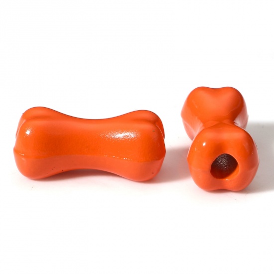 Immagine di 10 Pz Lega di Zinco Memoriale dell'animale Perline per la Creazione di Gioielli con Ciondoli Fai-da-te Arancione Osso Pittura Circa 15mm x 7mm, Foro:Circa 2.5mm