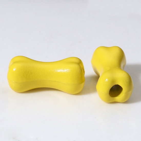 Immagine di 10 Pz Lega di Zinco Memoriale dell'animale Perline per la Creazione di Gioielli con Ciondoli Fai-da-te Giallo Osso Pittura Circa 15mm x 7mm, Foro:Circa 2.5mm