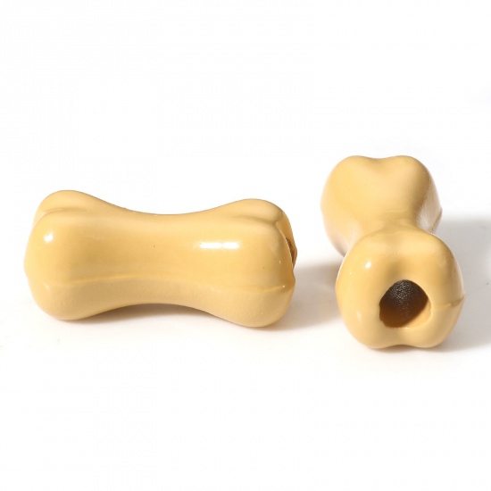 Immagine di 10 Pz Lega di Zinco Memoriale dell'animale Perline per la Creazione di Gioielli con Ciondoli Fai-da-te Beige Osso Pittura Circa 15mm x 7mm, Foro:Circa 2.5mm