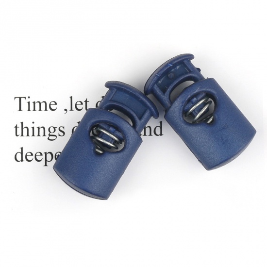 Picture of 10 PCs Plastic Cord Lock Stopper Sweater Shoelace Rope Buckle Pendant Clothing Accessories Royal Blue 23.8mm x 12.8mm