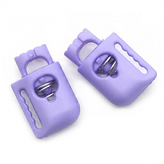 Picture of 10 PCs Plastic Cord Lock Stopper Sweater Shoelace Rope Buckle Pendant Clothing Accessories Dark Purple 22mm x 13.8mm
