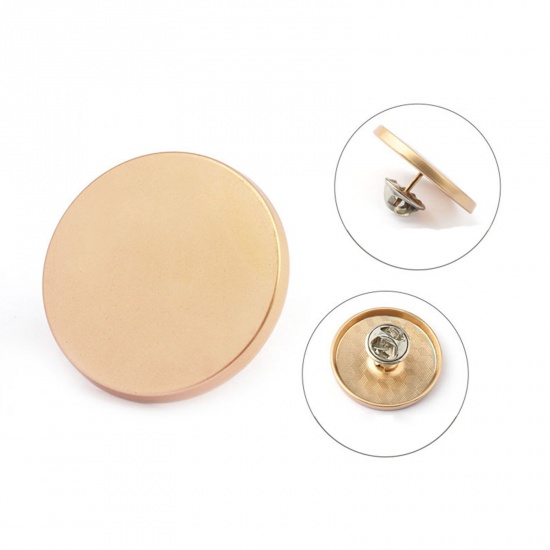 Picture of 5 PCs Alloy Metal Detachable Snap Button Brooch Pin Matt Gold Round 15mm Dia.