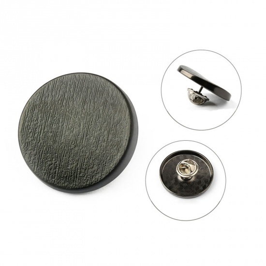 Picture of 5 PCs Alloy Metal Detachable Snap Button Brooch Pin Black Arc 21mm Dia.