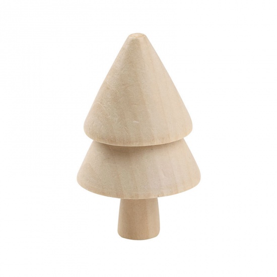 Bild von 2 Stück Holz Weihnachten DIY handgemachtes Handwerkszubehör Naturfarben Weihnachten Weihnachtsbaum 7cm x 4.2cm