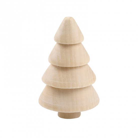 Immagine di 2 Pz Legno Natale Accessori per materiali artigianali fatti a mano fai-da-te Naturale Albero di Natale 7cm x 4.1cm