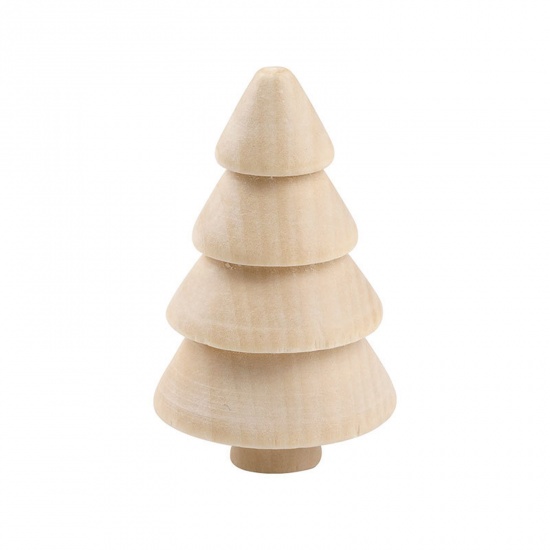 Bild von 2 Stück Holz Weihnachten DIY handgemachtes Handwerkszubehör Naturfarben Weihnachten Weihnachtsbaum 7cm x 4.1cm