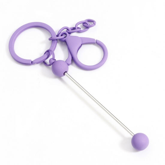 Изображение 1 ШТ Цинковый Сплав Кольца и Цепи для Ключей Фиолетовый Карабины С Краской 15.5см x