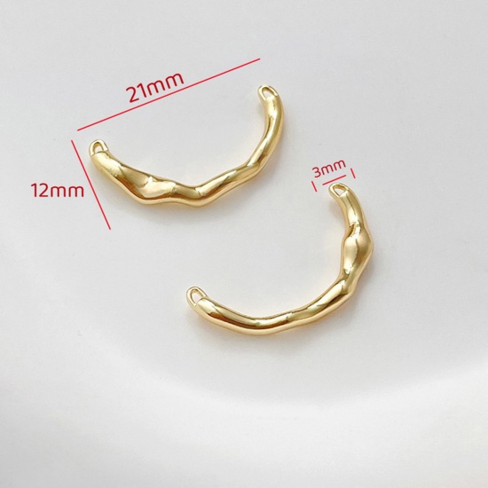 Bild von 2 Stück Messing Steckverbinder Charms Anhänger Unregelmäßig 18K Gold plattiert 21mm x 12mm