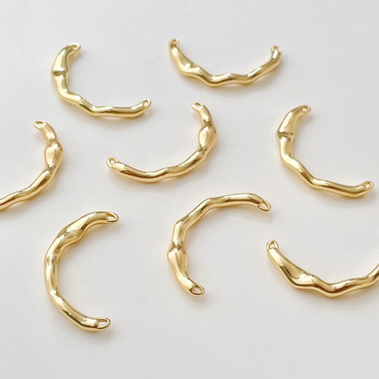 Bild von 2 Stück Messing Steckverbinder Charms Anhänger Unregelmäßig 18K Gold plattiert 21mm x 12mm