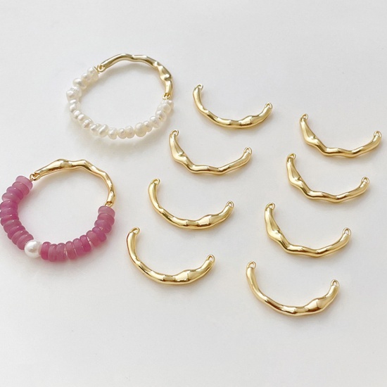 Bild von 2 Stück Messing Steckverbinder Charms Anhänger Unregelmäßig 18K Gold plattiert 21mm x 12mm