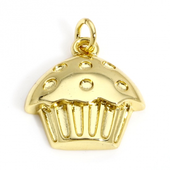 Picture of 1 Piece Brass Charms 18K Real Gold Plated Cake 16mm x 13mm                                                                                                                                                                                                    