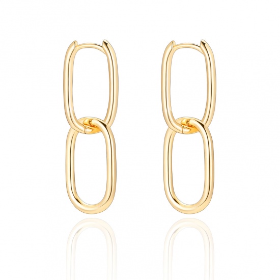Immagine di 1 Paio Ecologico Elegante Squisito 18K Vero Oro Placcato Ottone Orecchino Per Donne Regalo 3cm x 1cm