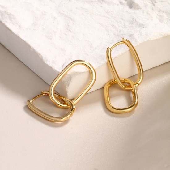 Immagine di 1 Paio Ecologico Elegante Squisito 18K Vero Oro Placcato Ottone Orecchino Per Donne Regalo 3cm x 1cm