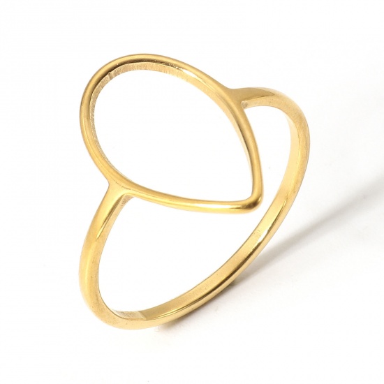 Picture of 1 Piece 304 Stainless Steel Unadjustable Rings Gold Plated Drop 16.7mm(US size 6.25)